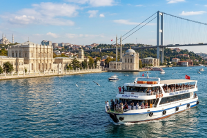 Sail between Europe and Asia with breathtaking views of palaces and historic landmarks. Troy